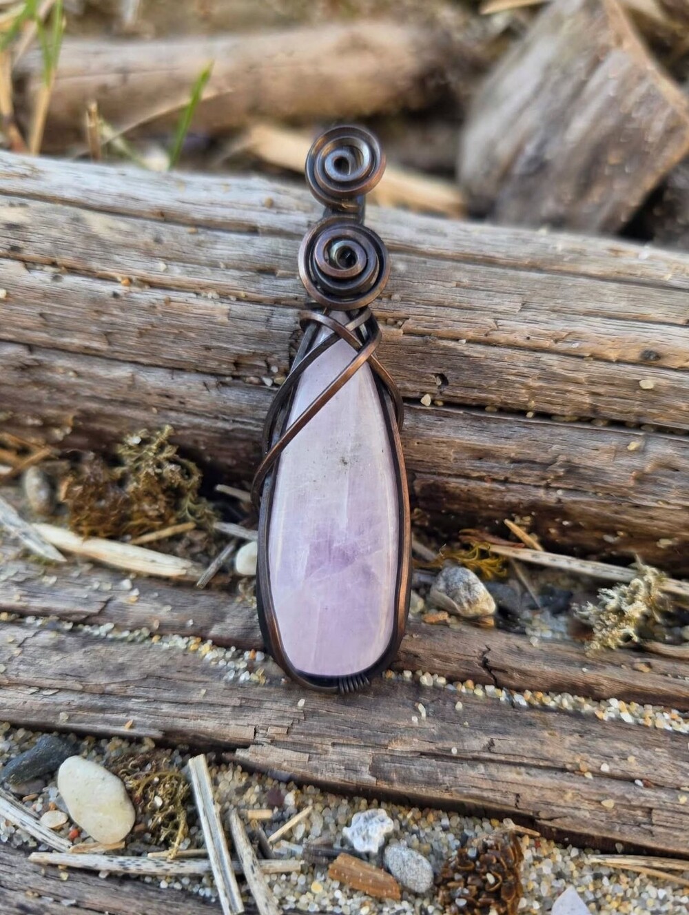 Pink Kunzite Wire-Wrapped Pendant